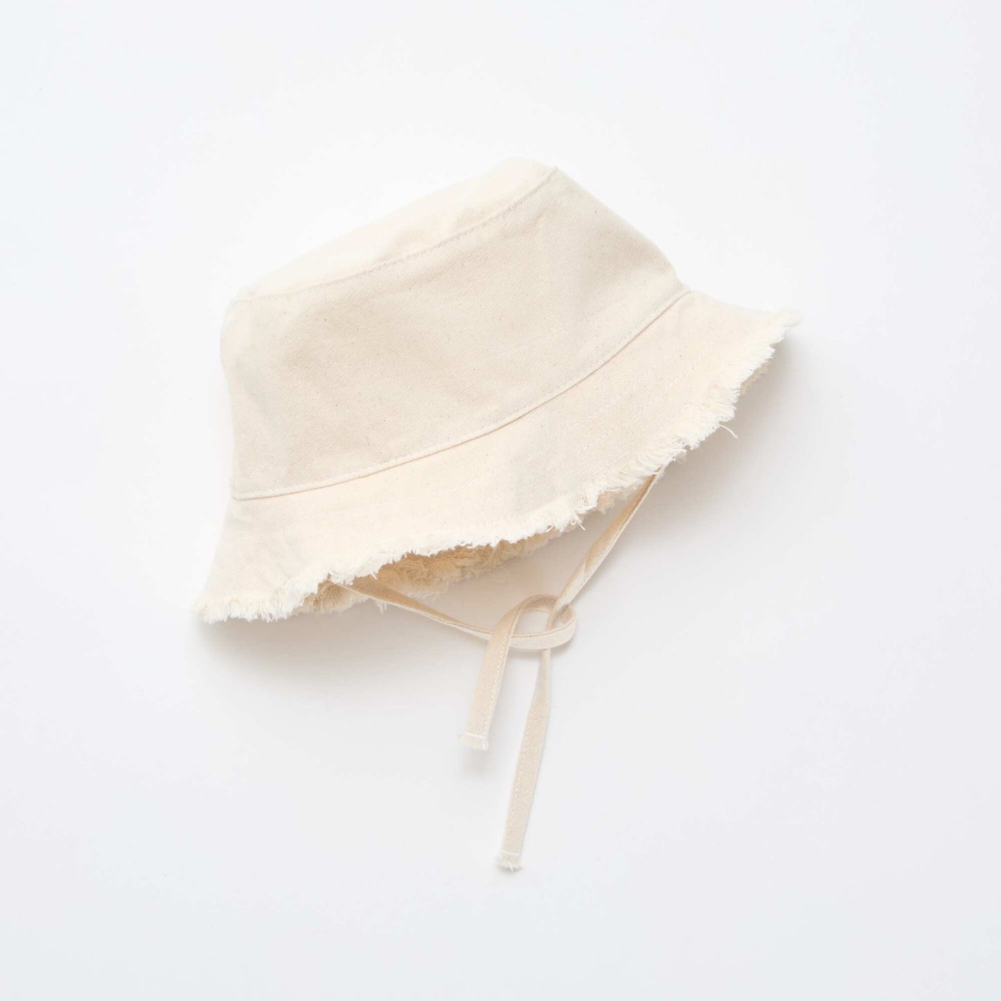 Bob à franges avec liens uni en coton BEIGE