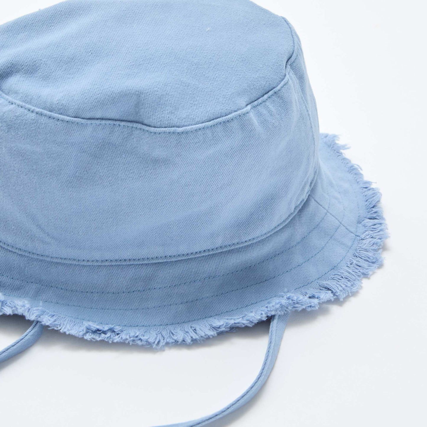Bob à franges avec liens uni en coton BLEU