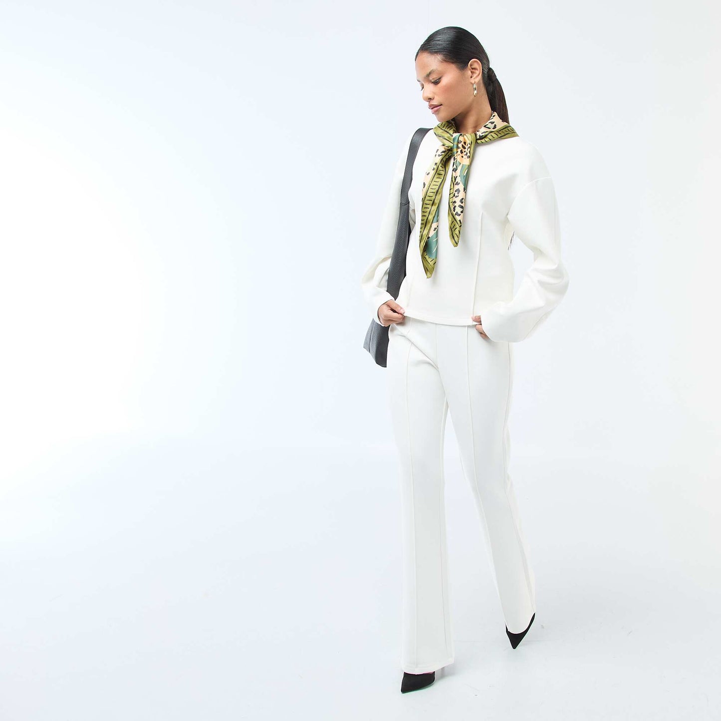 Pantalon large en molleton léger BLANC