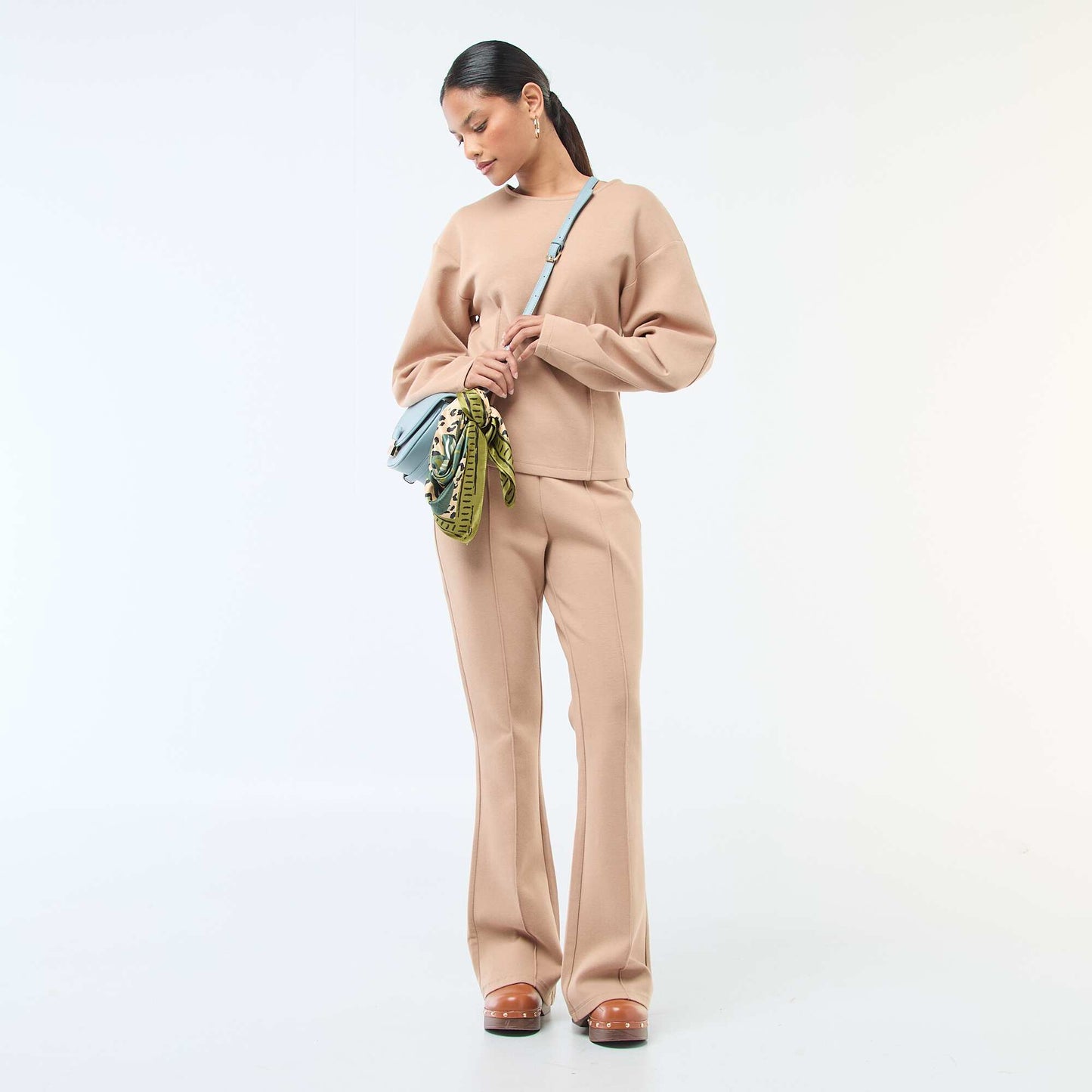 Pantalon large en molleton léger BEIGE