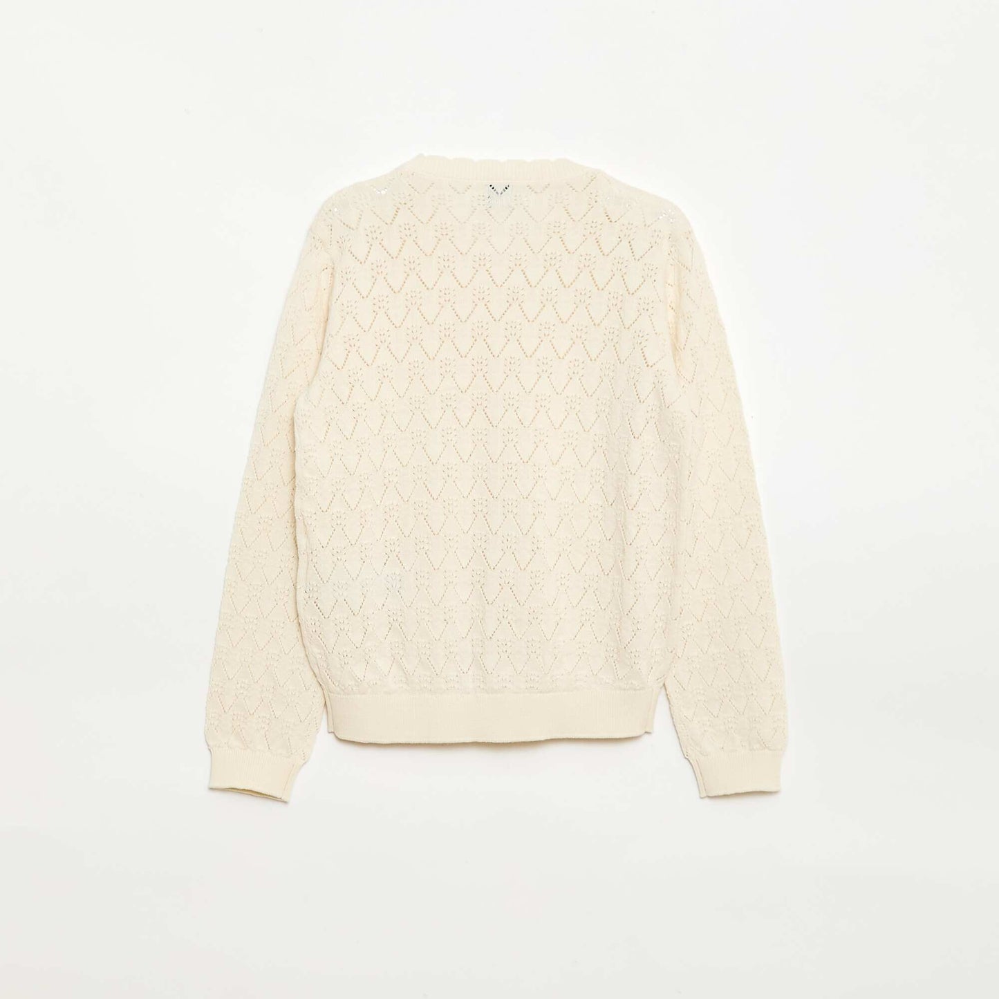 Gilet fantaisie en maille ajourée BLANC