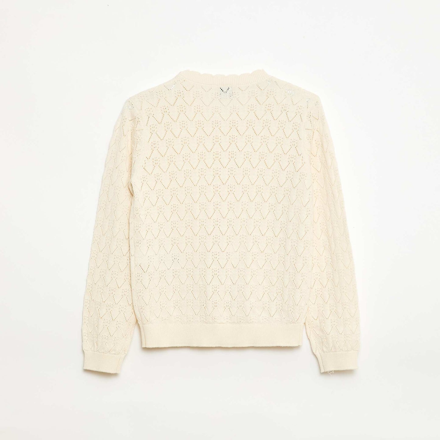 Gilet fantaisie en maille ajourée BLANC