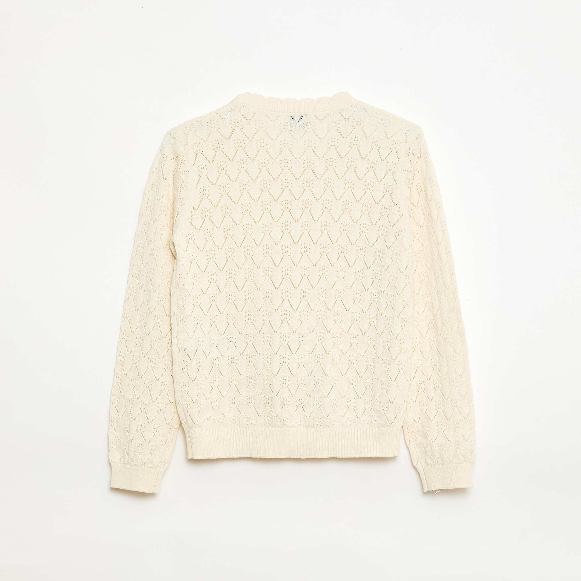 Gilet fantaisie en maille ajourée BLANC
