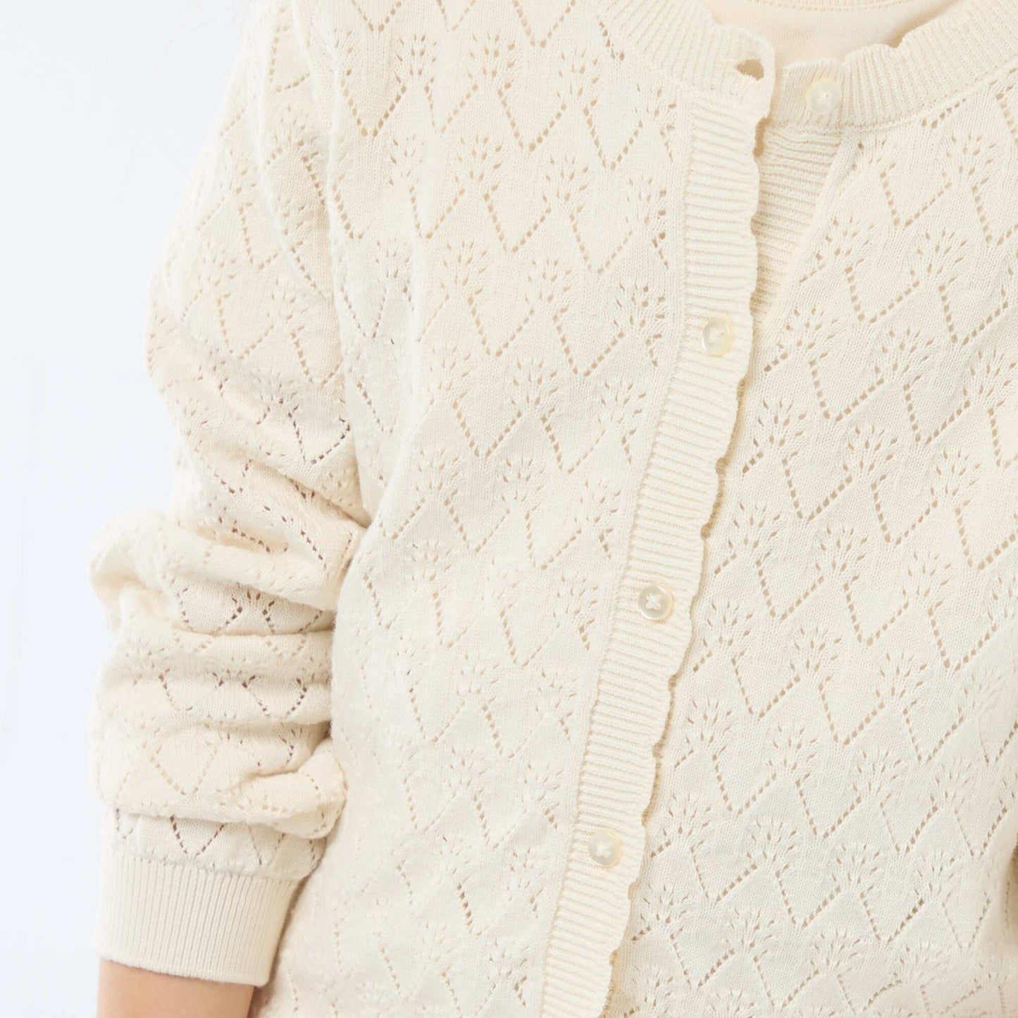 Gilet fantaisie en maille ajourée BLANC