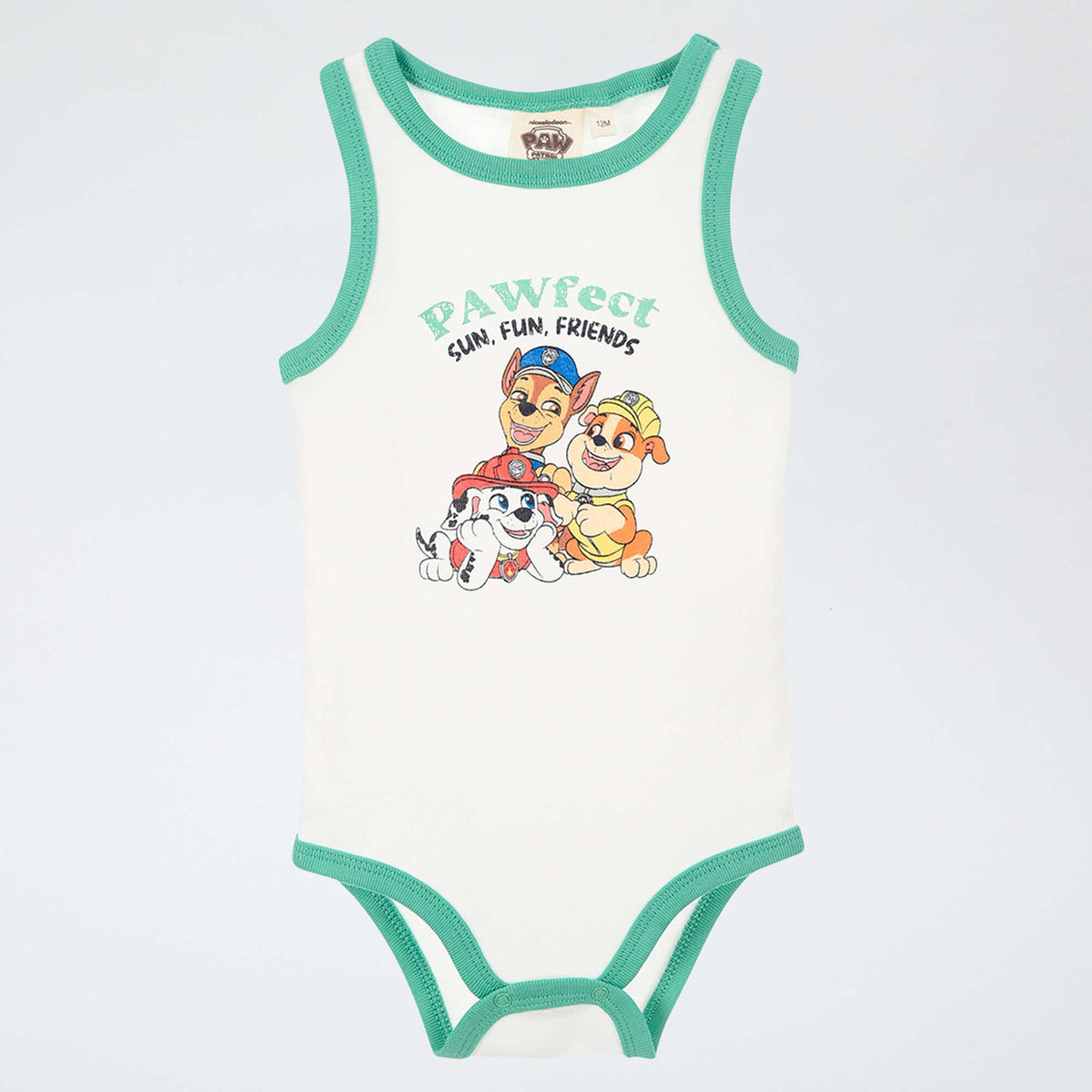 Lot de 2 bodies 'Pat patrouille' sans manches en coton VERT