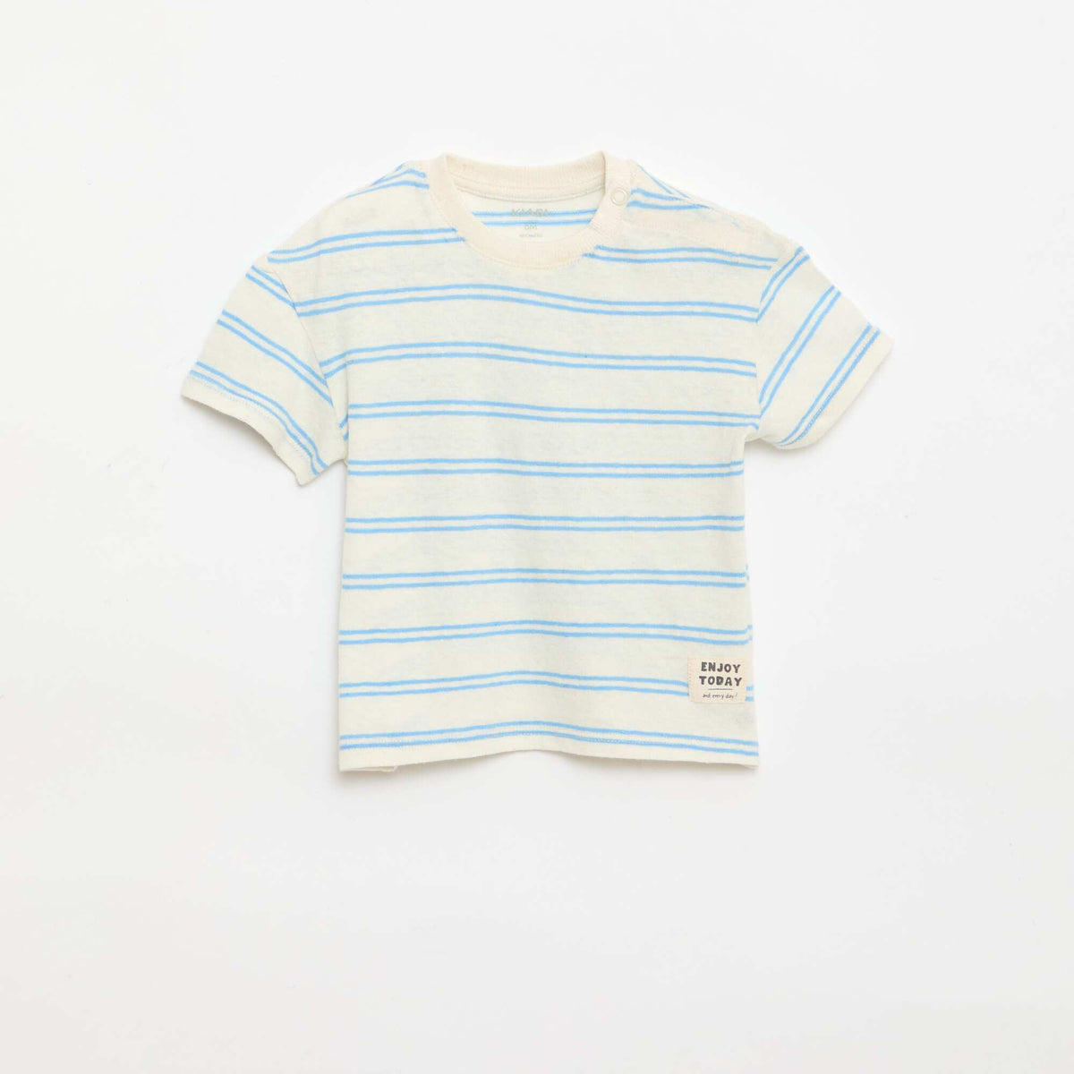 T-shirt rayé en jersey coton et lin BLANC