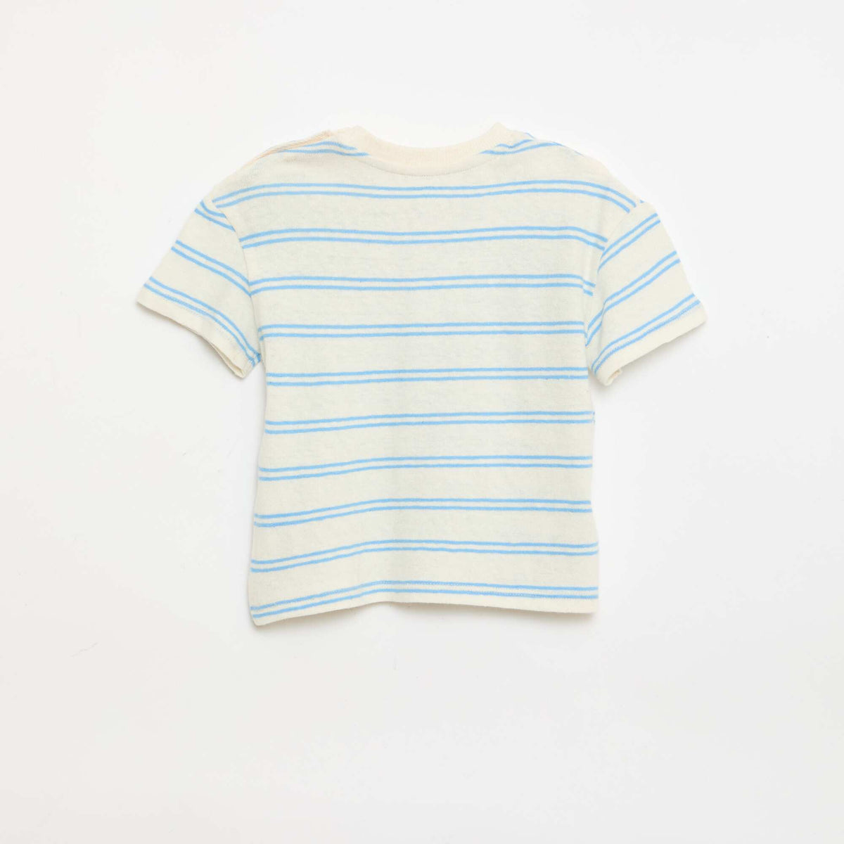 T-shirt rayé en jersey coton et lin BLANC
