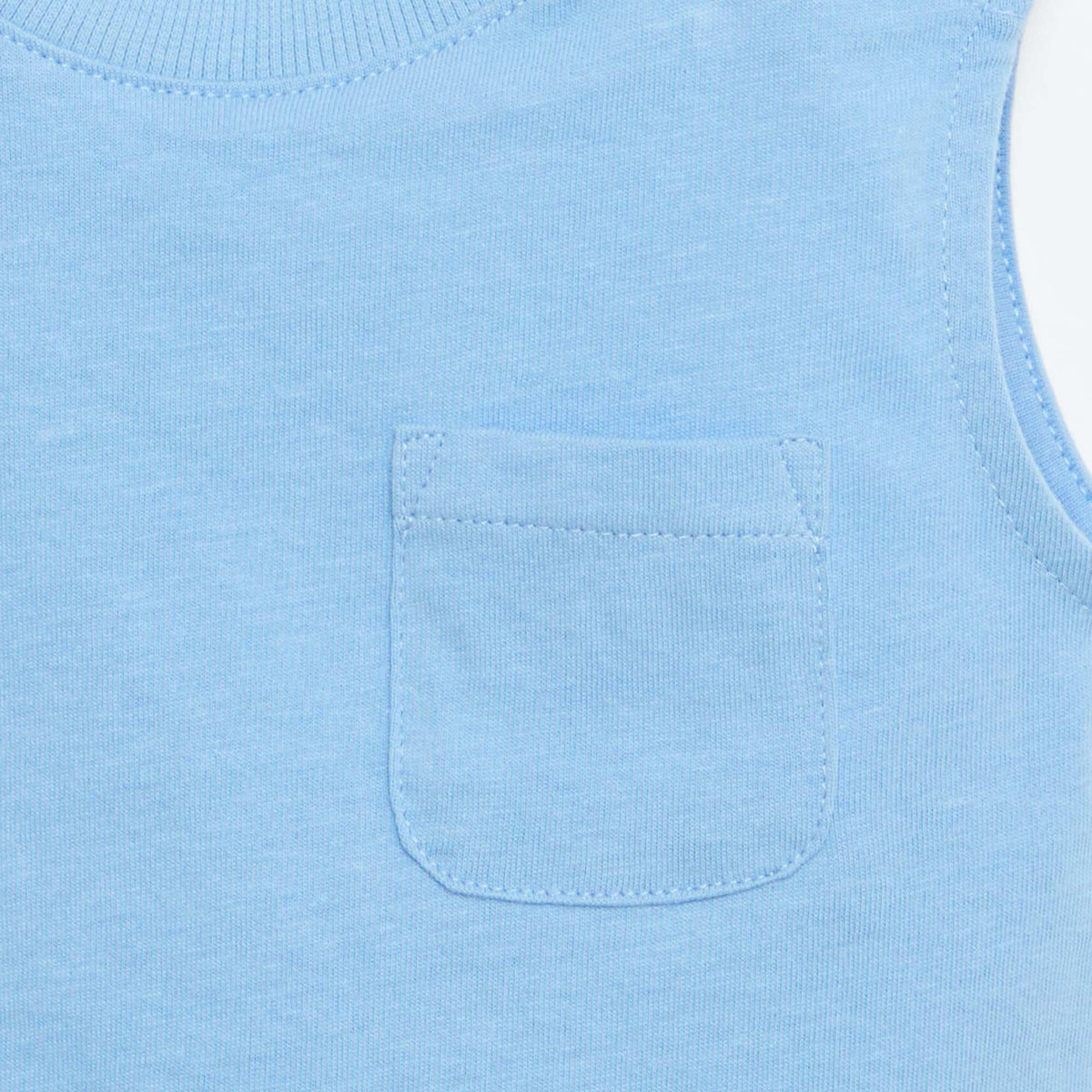 Débardeur en jersey de coton avec poche poitrine BLEU