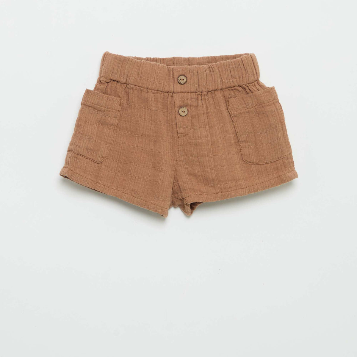 Short en coton avec 2 poches plaquées MARRON