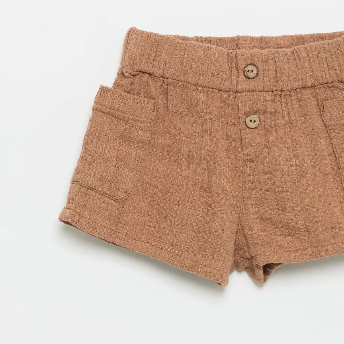 Short en coton avec 2 poches plaquées MARRON
