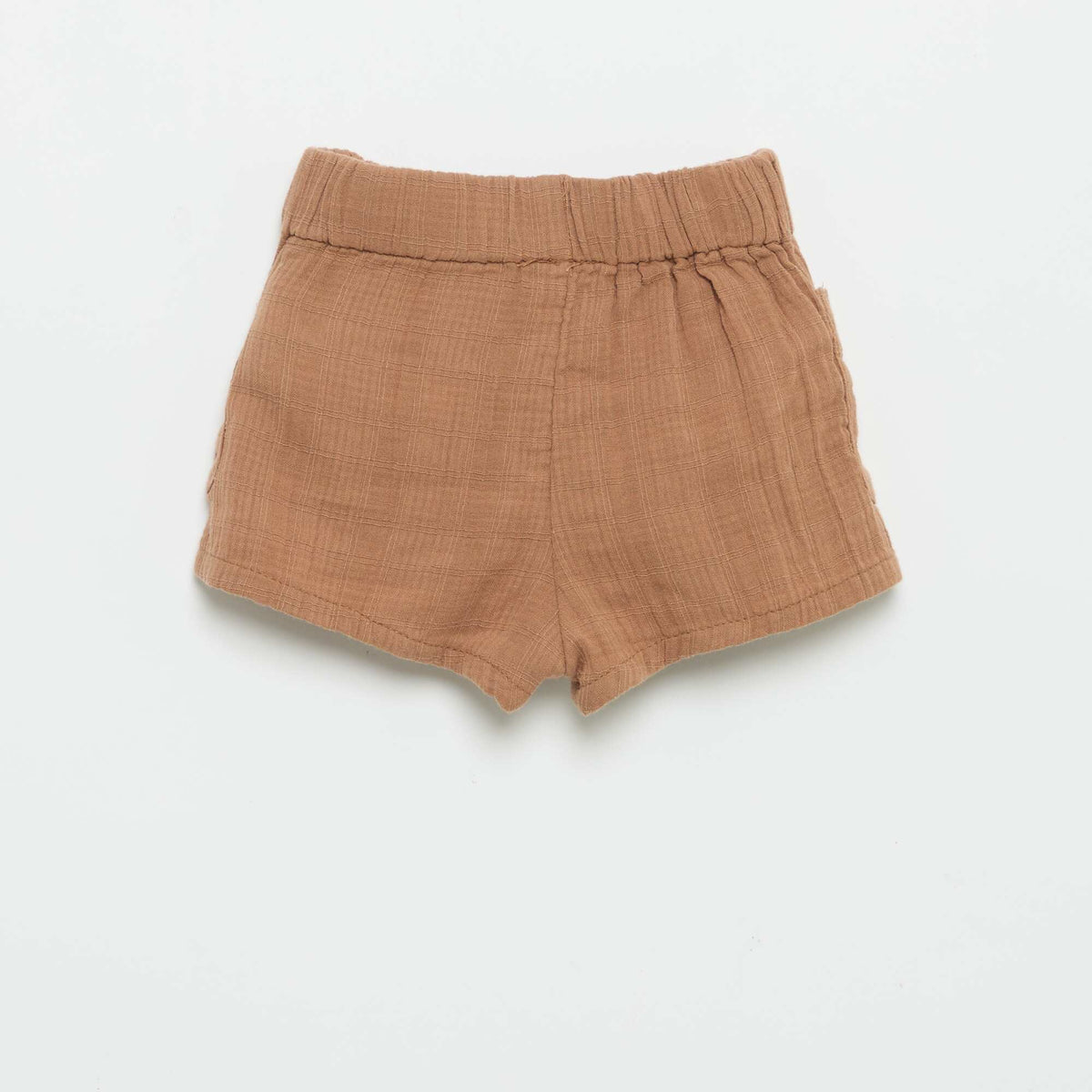 Short en coton avec 2 poches plaquées MARRON