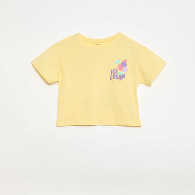 T-shirt coupe loose imprimé dos & poitrine JAUNE