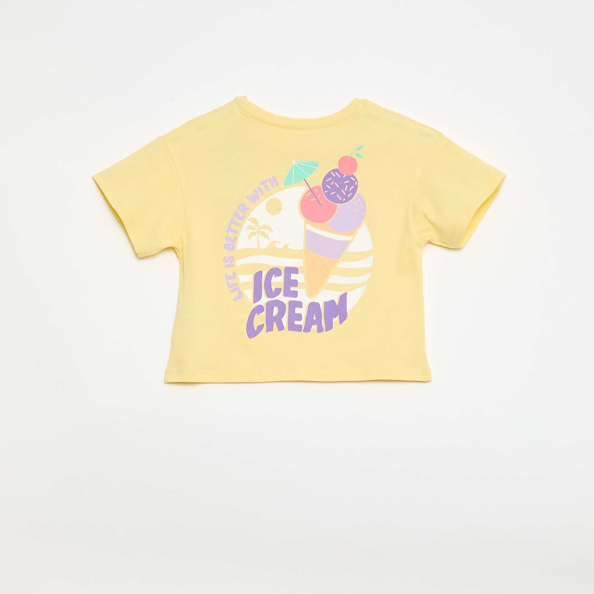 T-shirt coupe loose imprimé dos & poitrine JAUNE