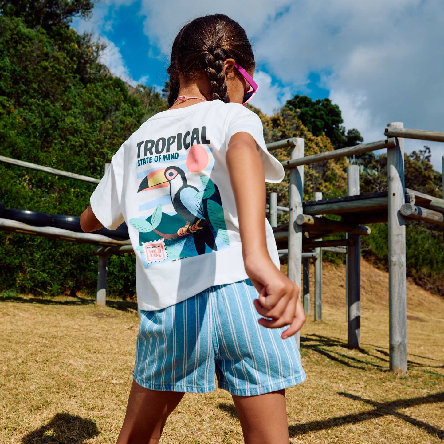 T-shirt coupe loose imprimé dos & poitrine BLANC