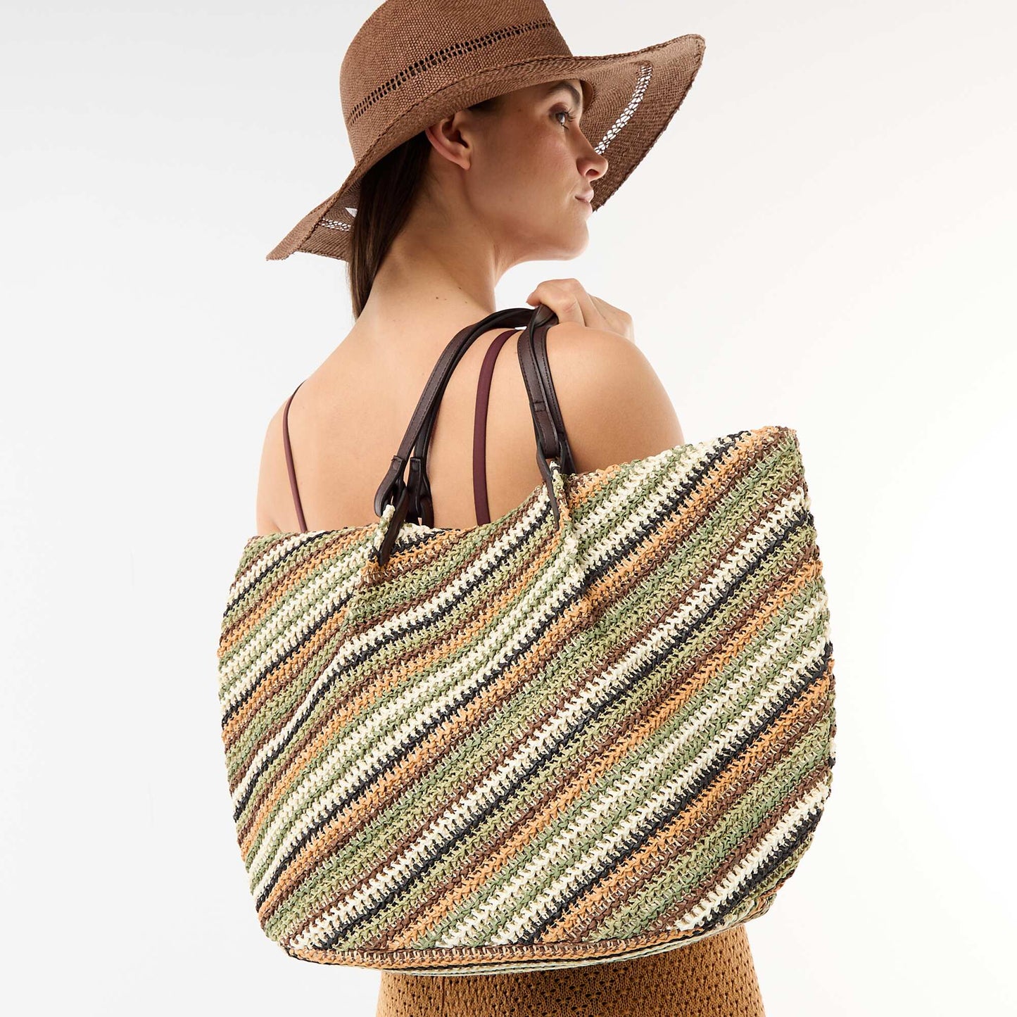 Sac cabas en paille VERT