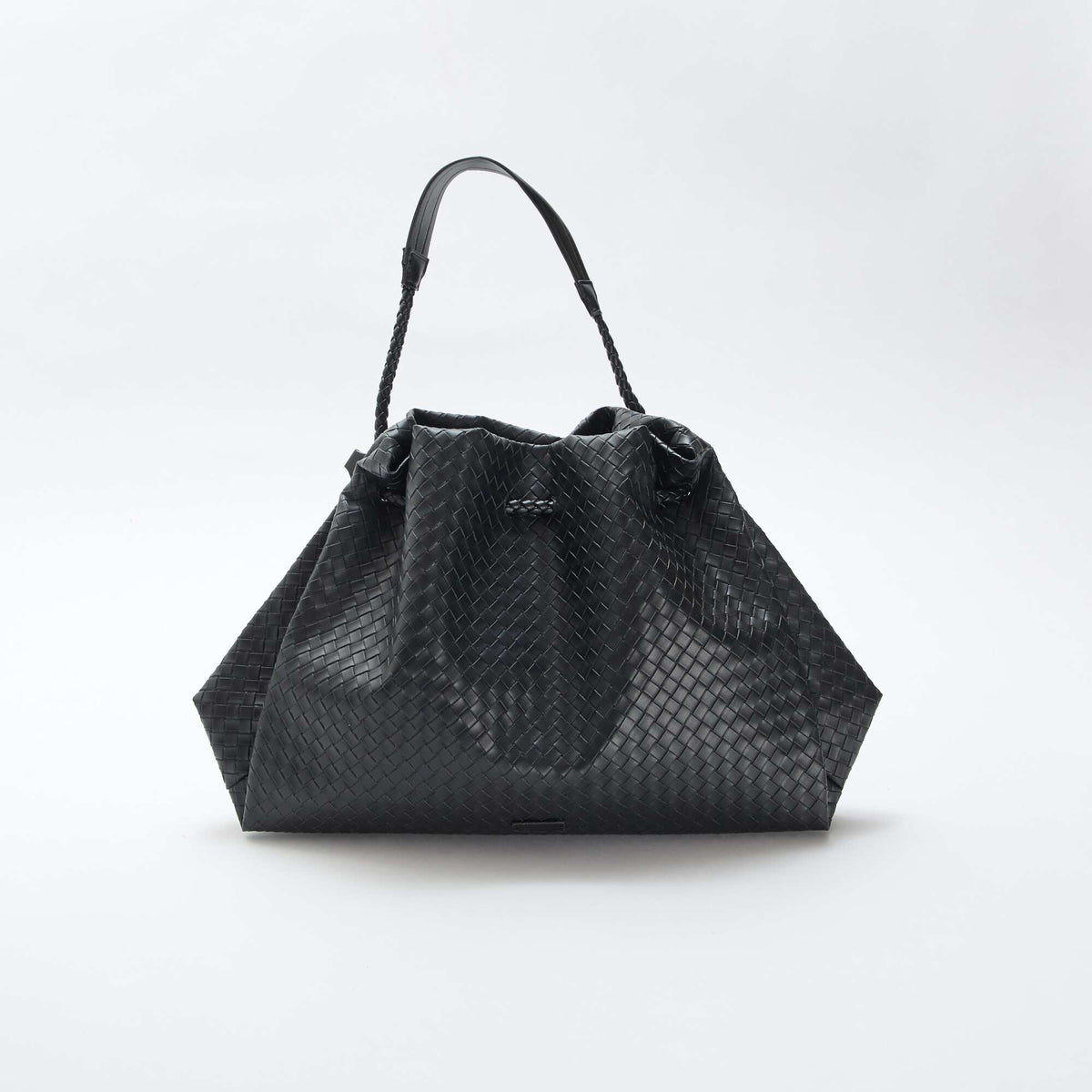 Grand sac en simili effet tressé NOIR