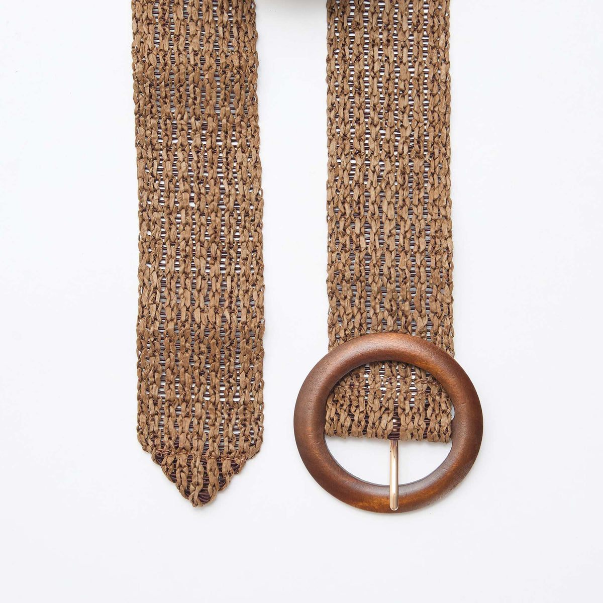Ceinture tressée avec boucle en bois MARRON