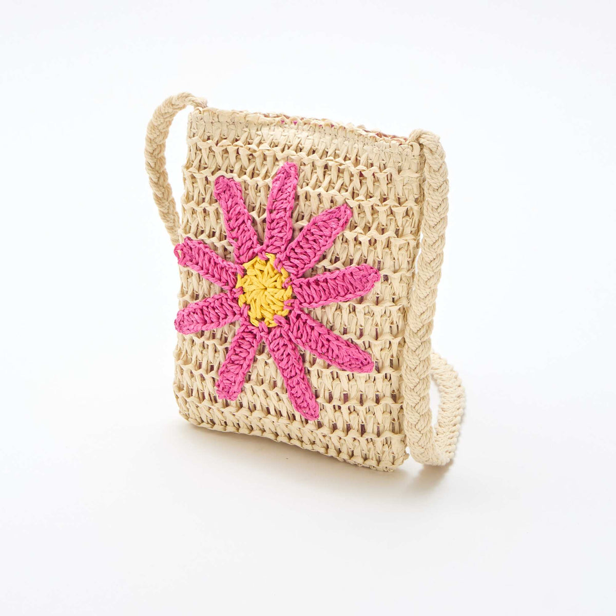 Pochette téléphone tressée ROSE