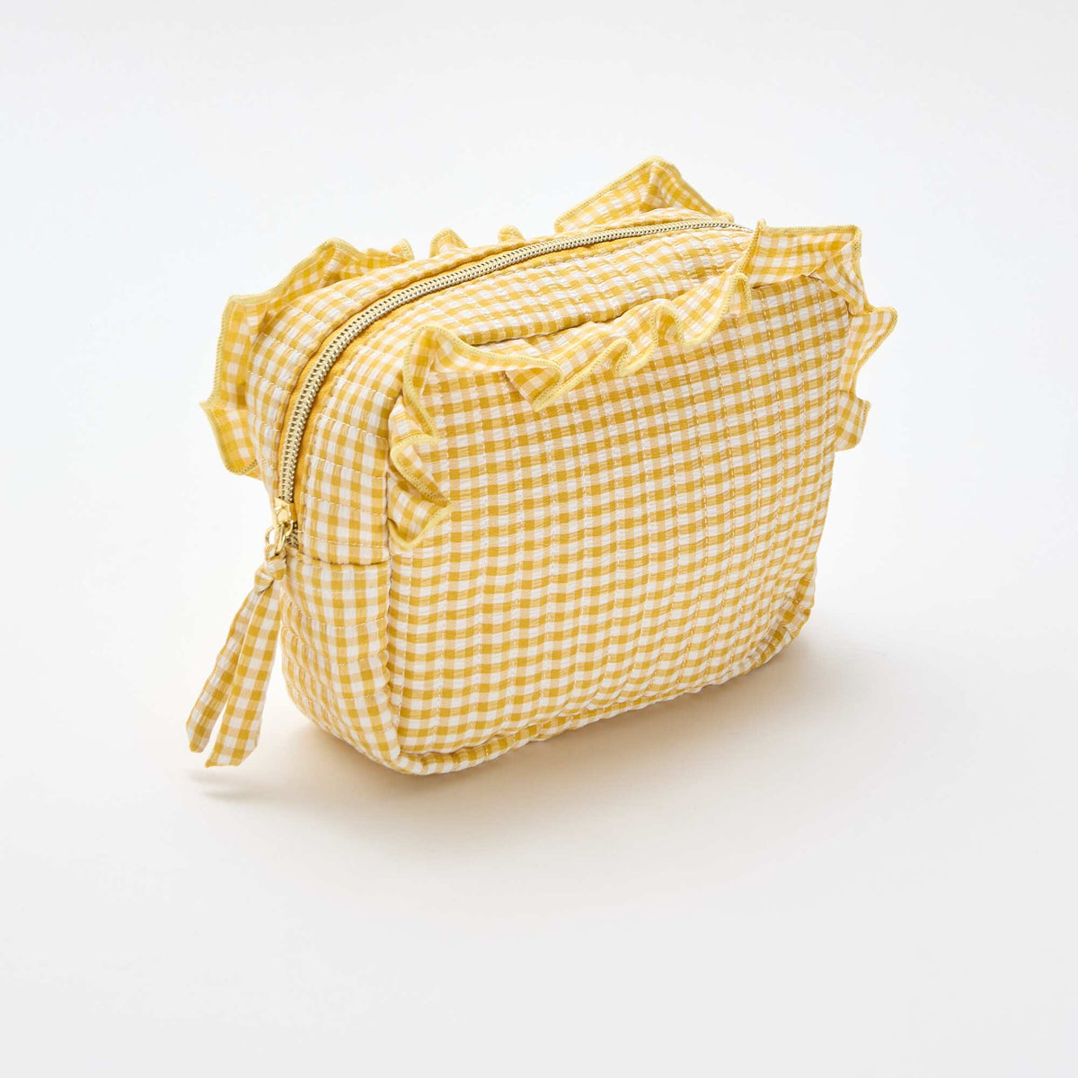Trousse de toilette vichy avec volants JAUNE
