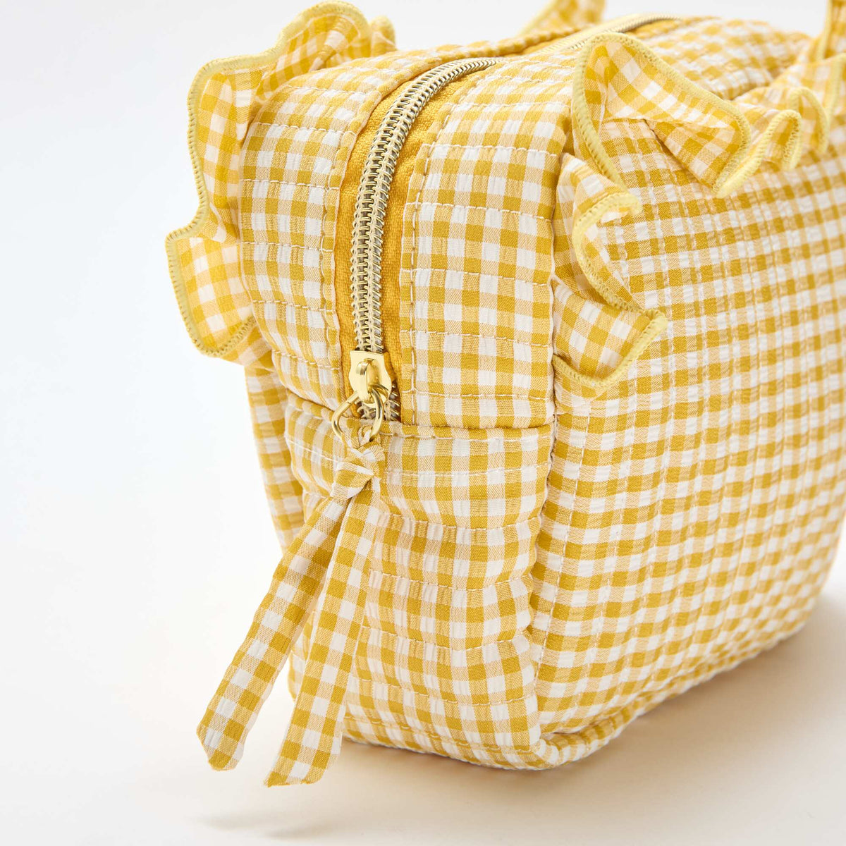 Trousse de toilette vichy avec volants JAUNE