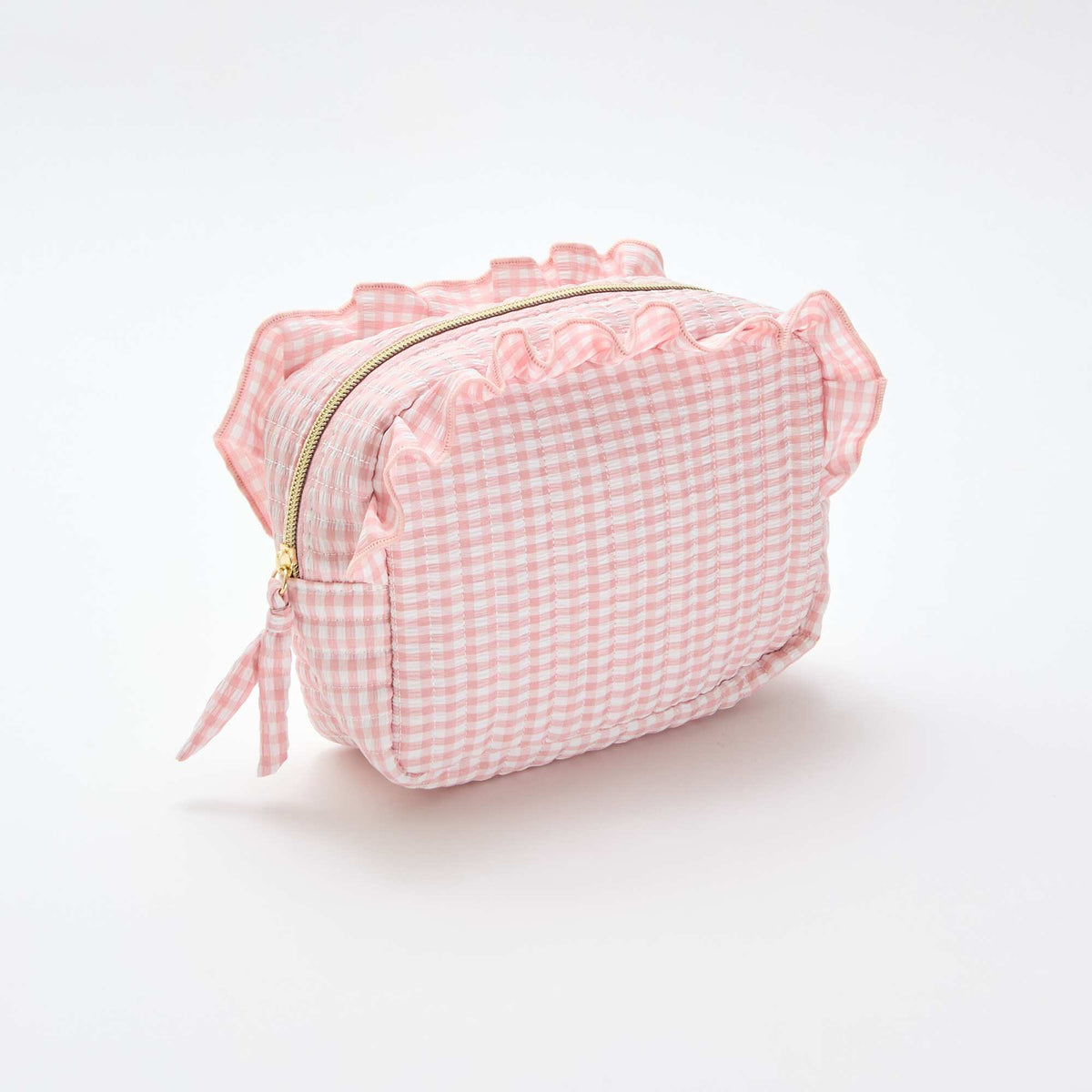 Trousse de toilette vichy avec volants ROSE