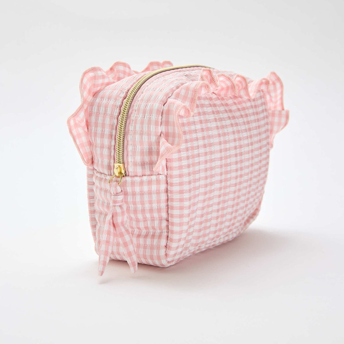 Trousse de toilette vichy avec volants ROSE