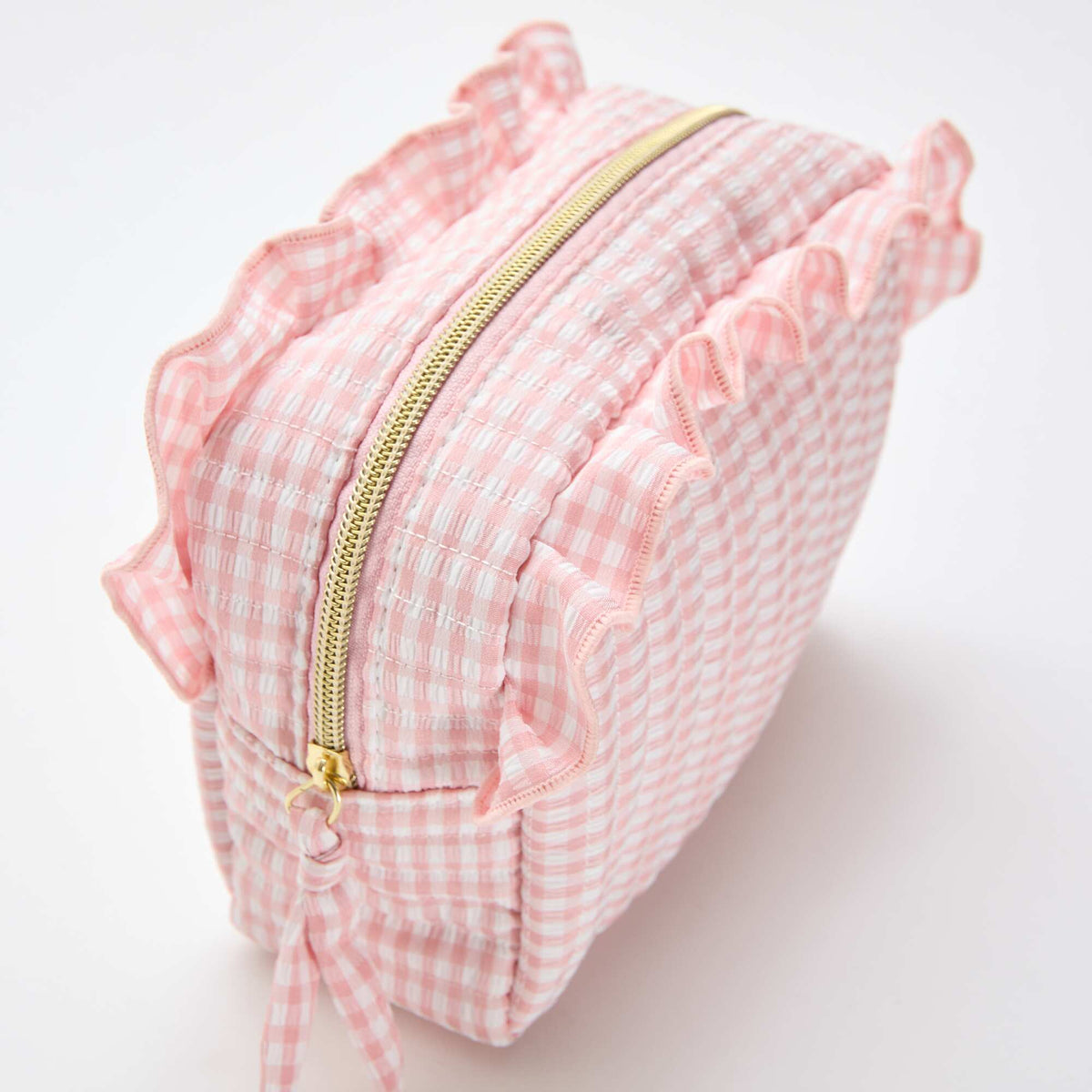 Trousse de toilette vichy avec volants ROSE