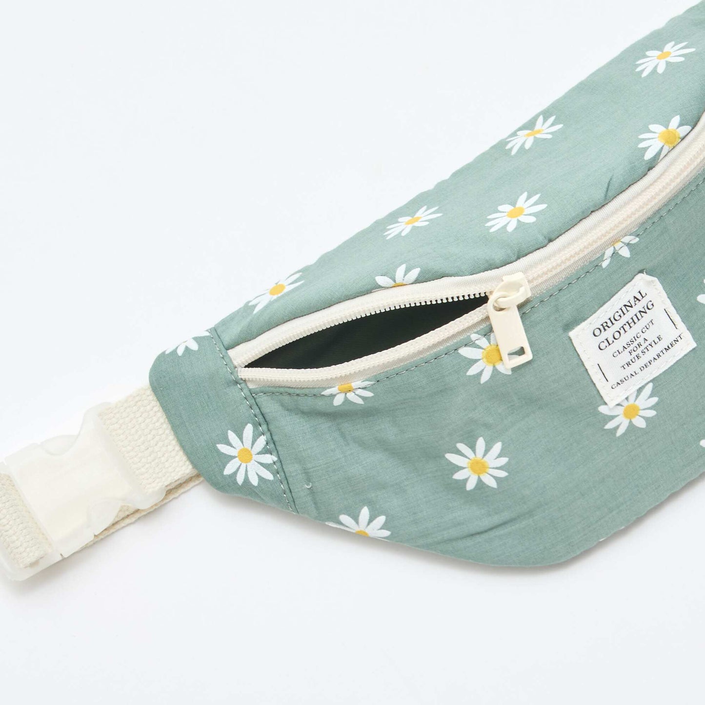 Sac à banane imprimé all-over fleuri en coton VERT