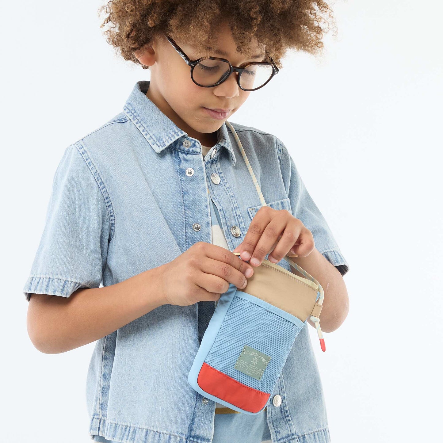 Pochette téléphone en tissu BLEU