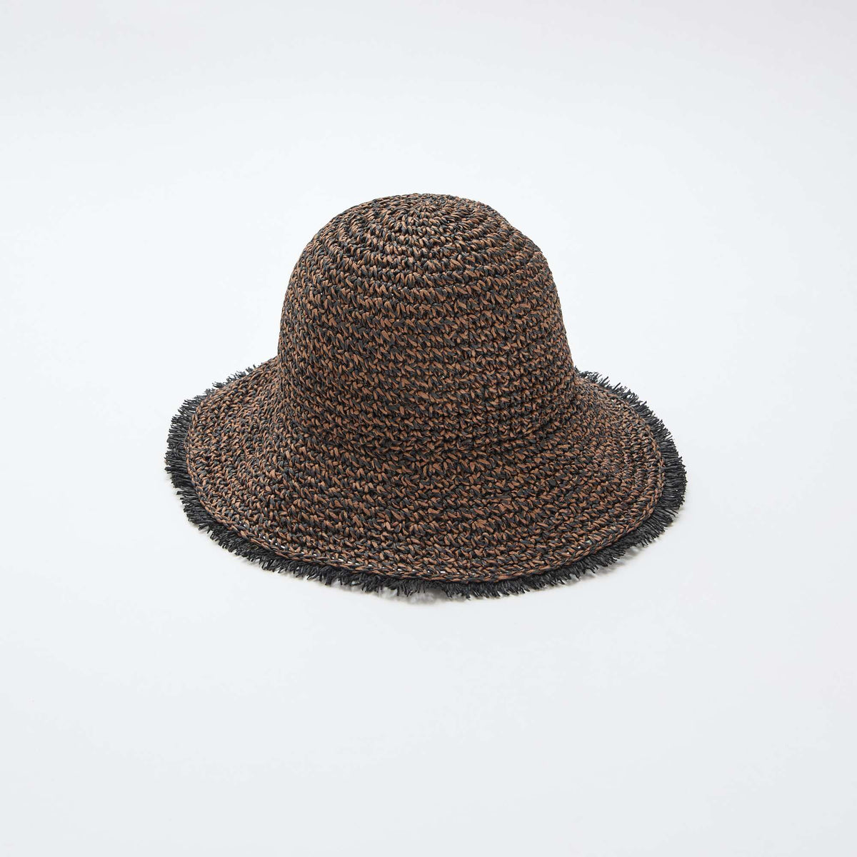 Chapeau forme cloche en paille MARRON