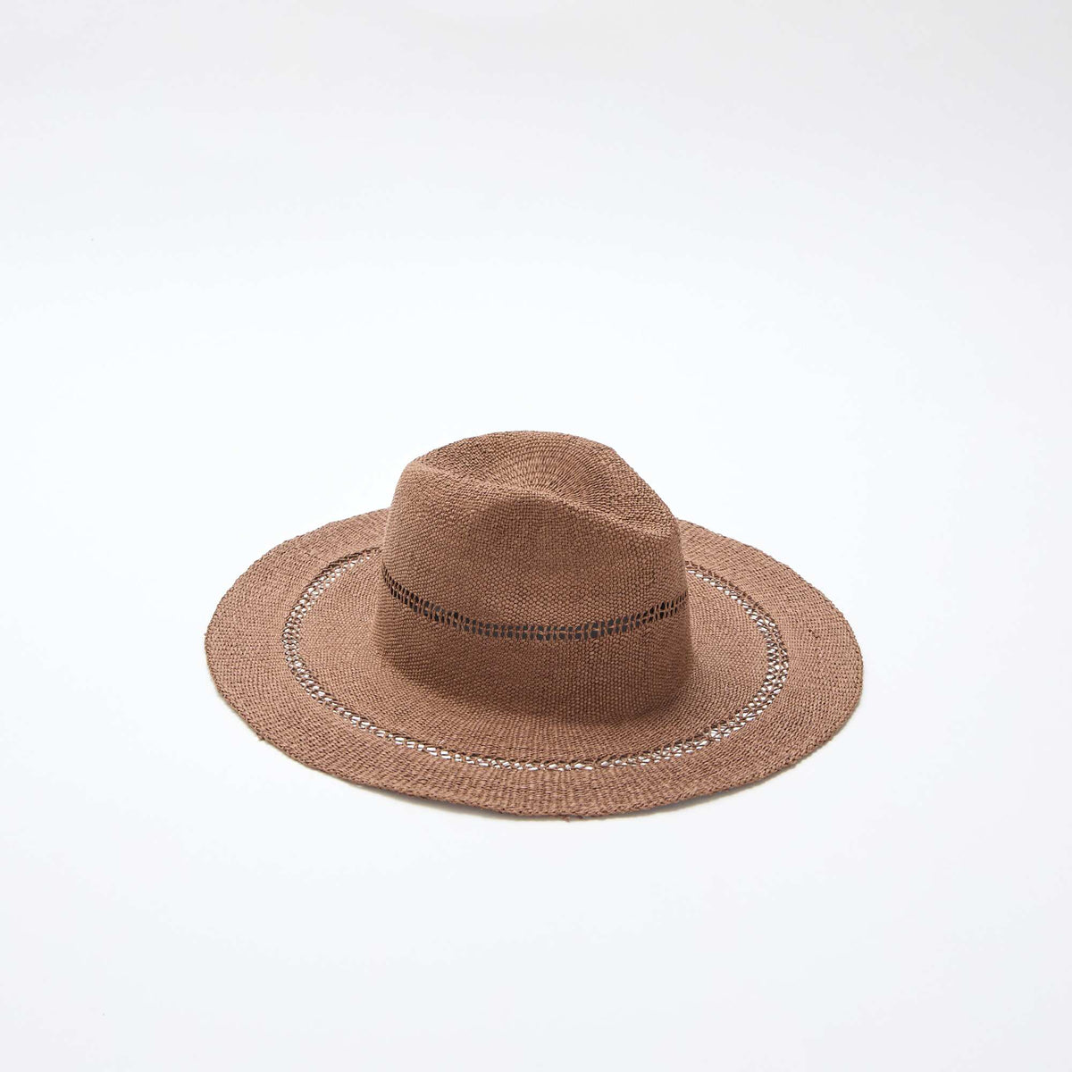 Chapeau de paille forme Borsalino MARRON