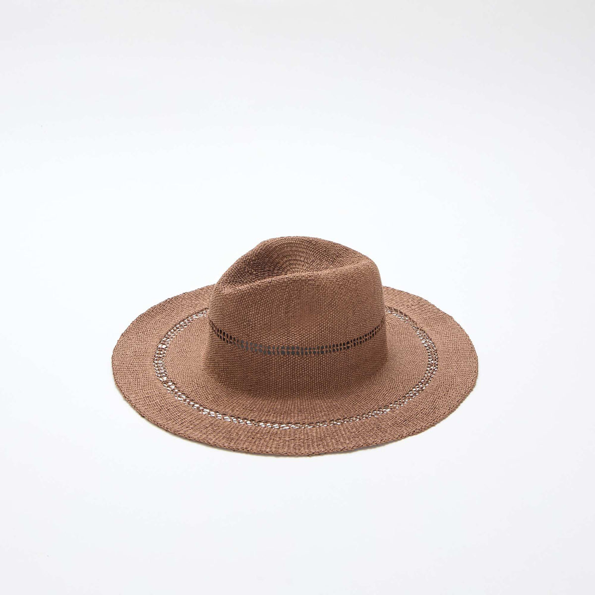 Chapeau de paille forme Borsalino MARRON