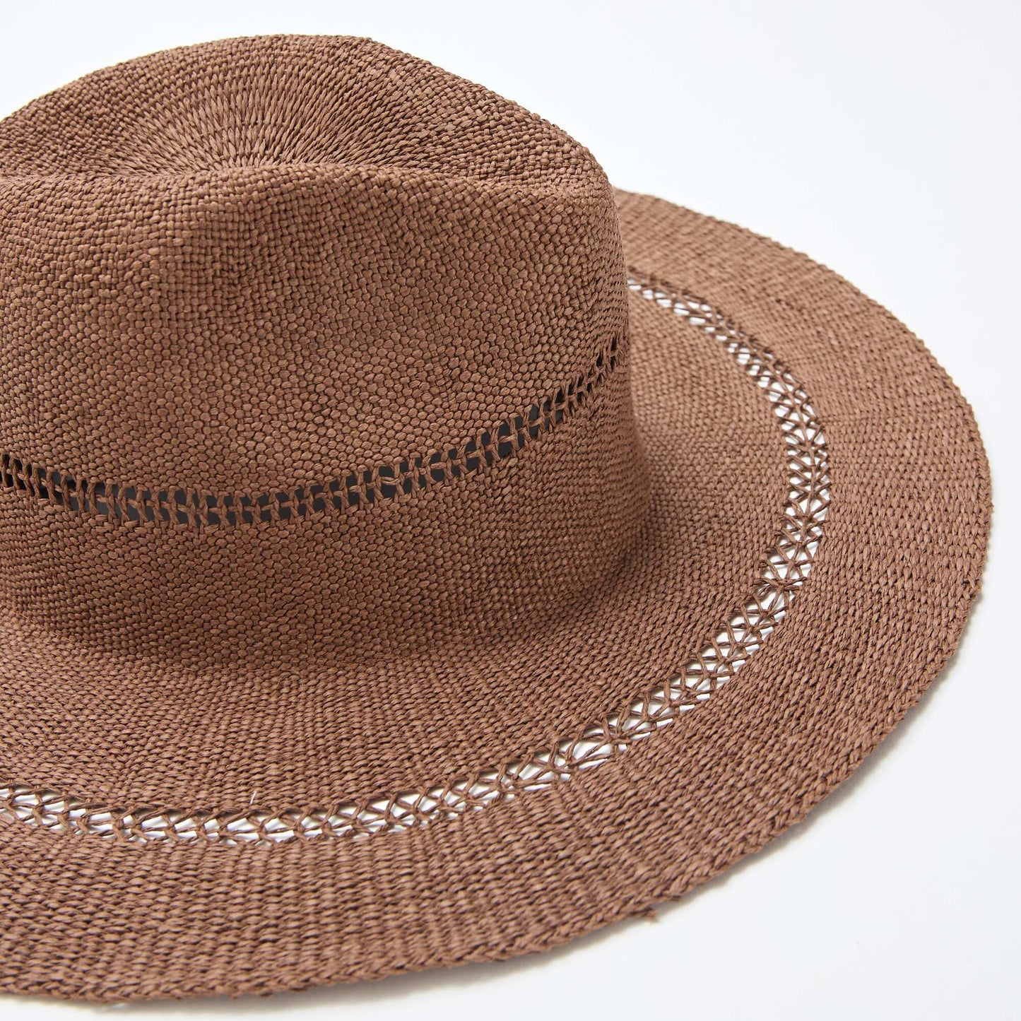 Chapeau de paille forme Borsalino MARRON