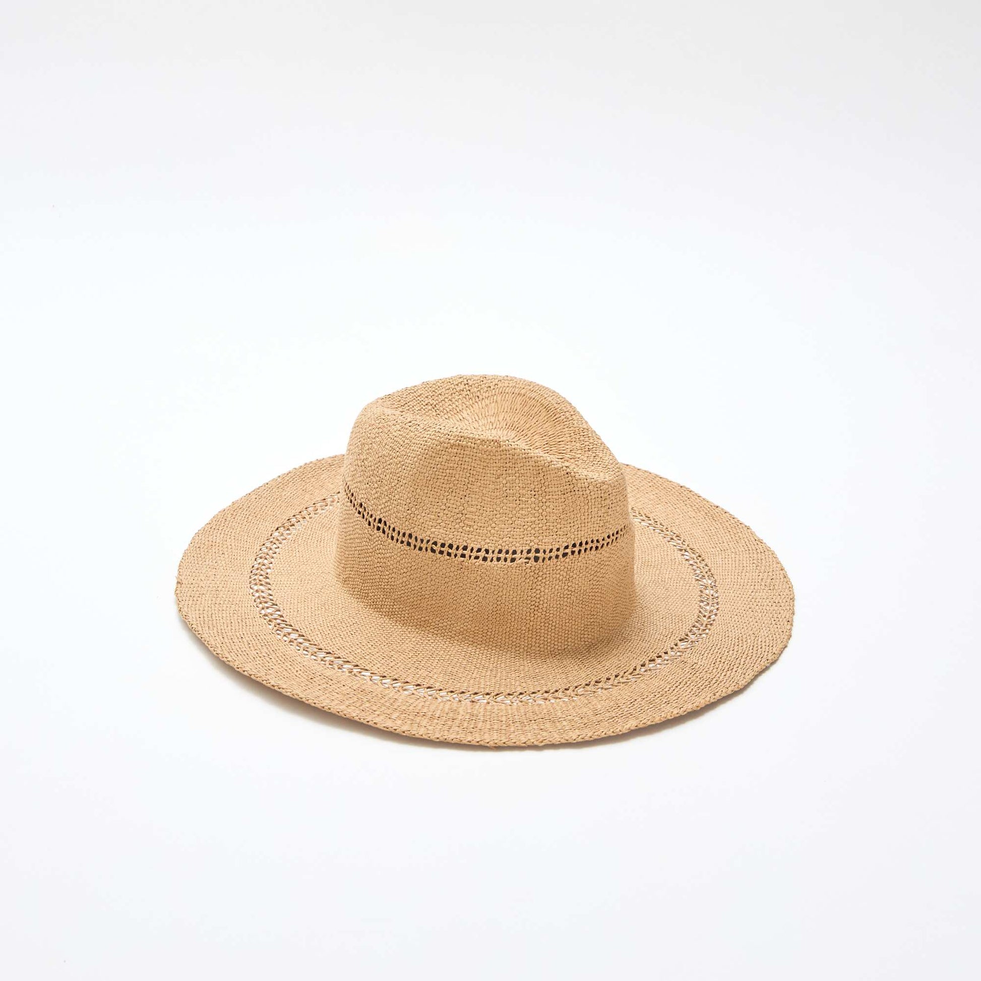 Chapeau de paille forme Borsalino BEIGE