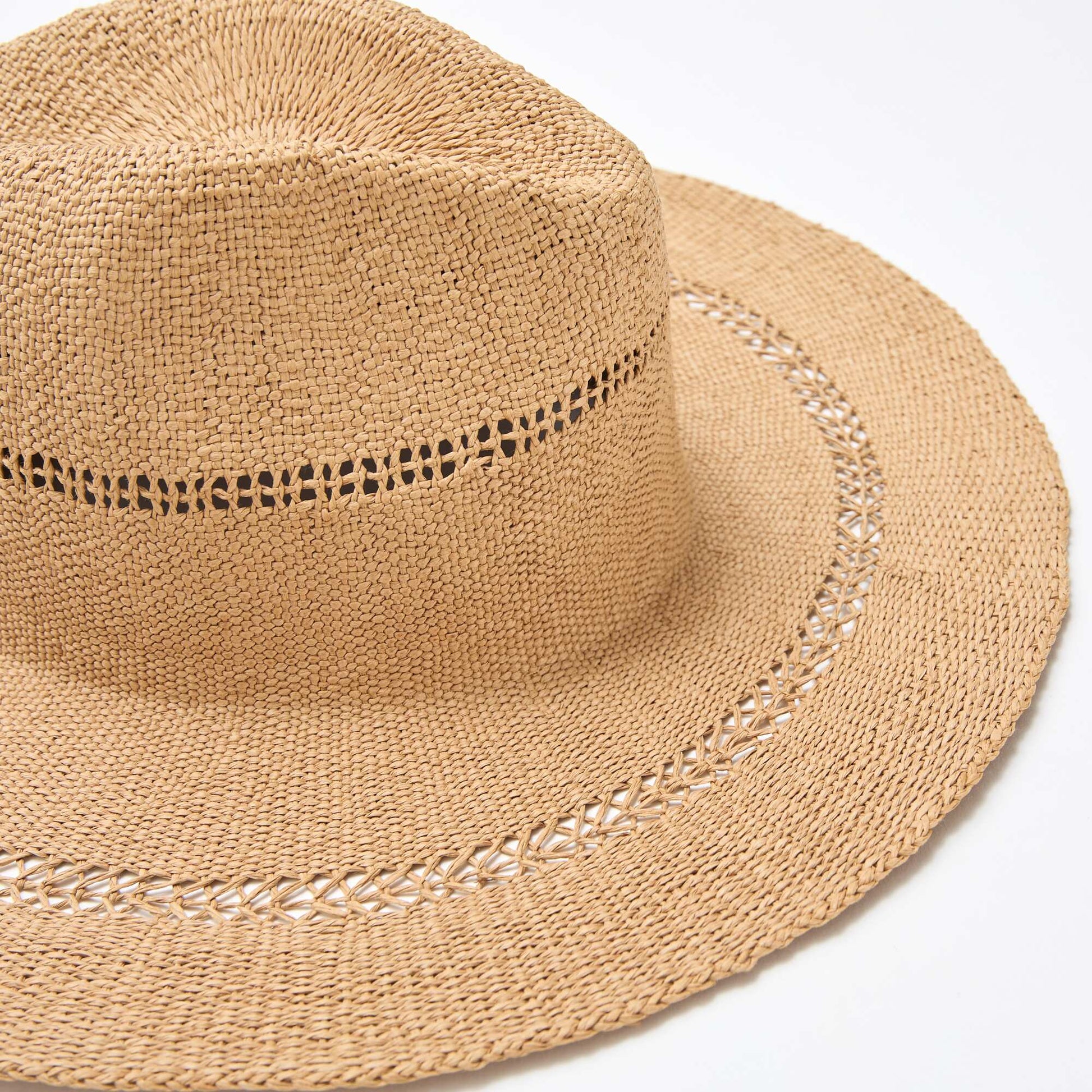 Chapeau de paille forme Borsalino BEIGE