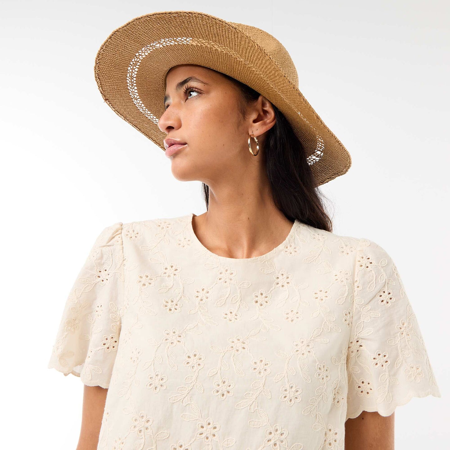 Chapeau de paille forme Borsalino BEIGE