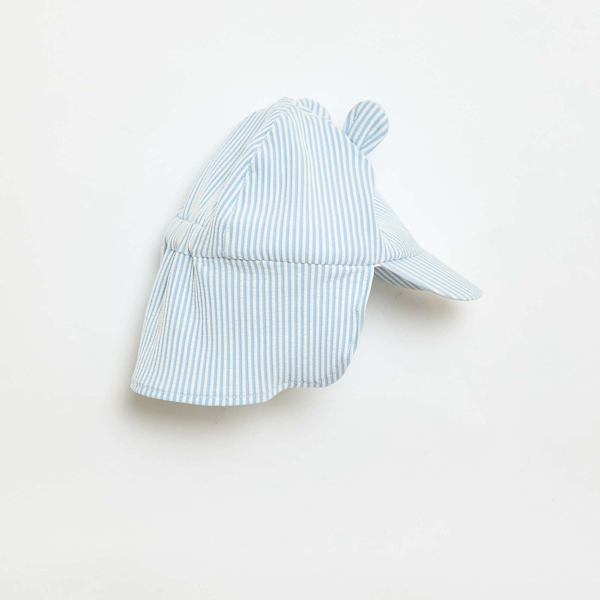 Casquette rayée avec cache nuque et oreilles BLEU