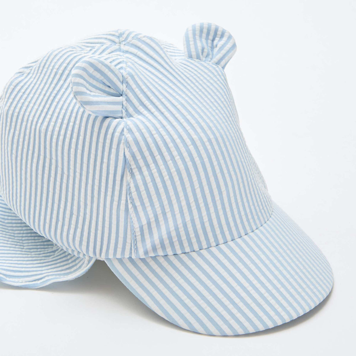 Casquette rayée avec cache nuque et oreilles BLEU