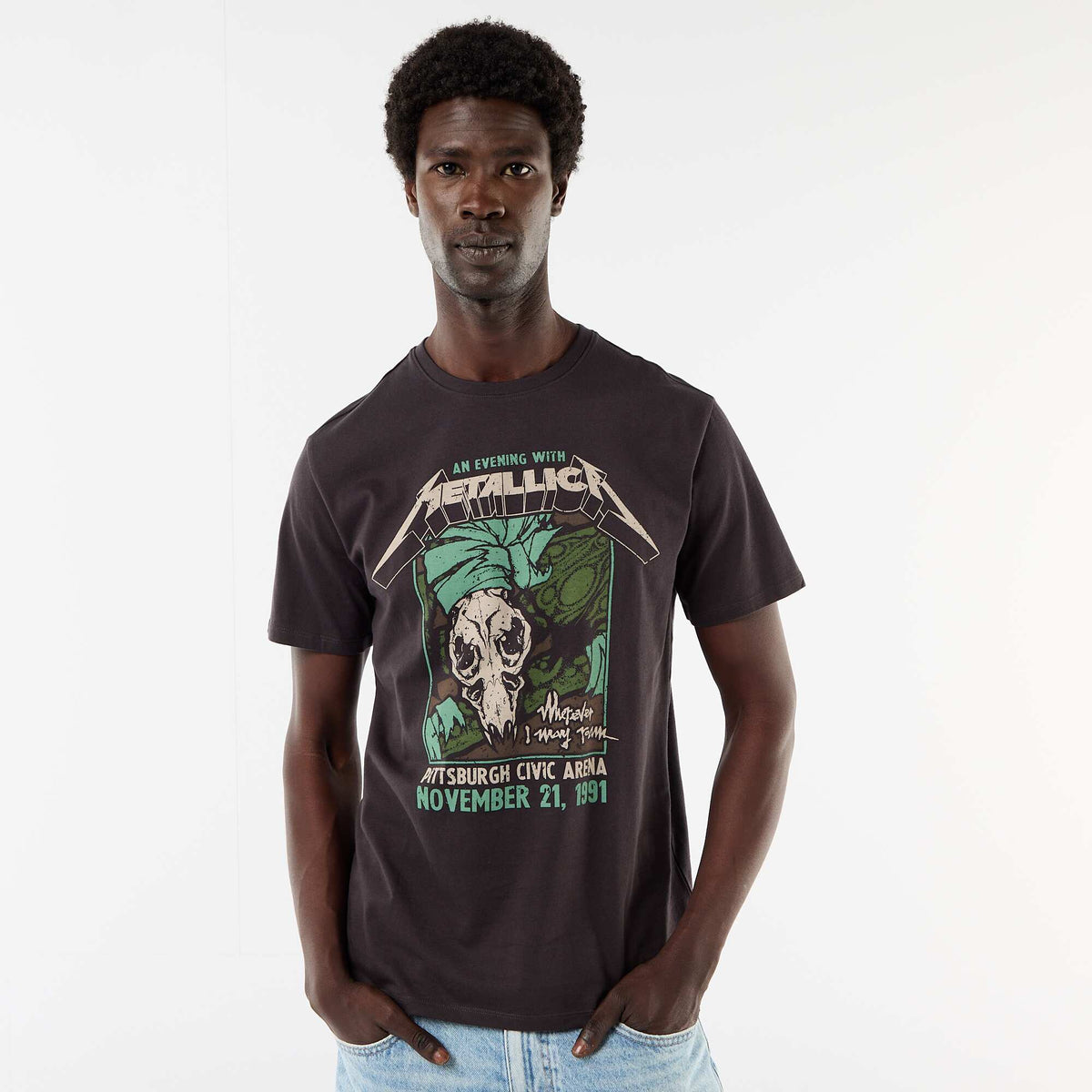 T-shirt à manches courtes 'Metallica' NOIR