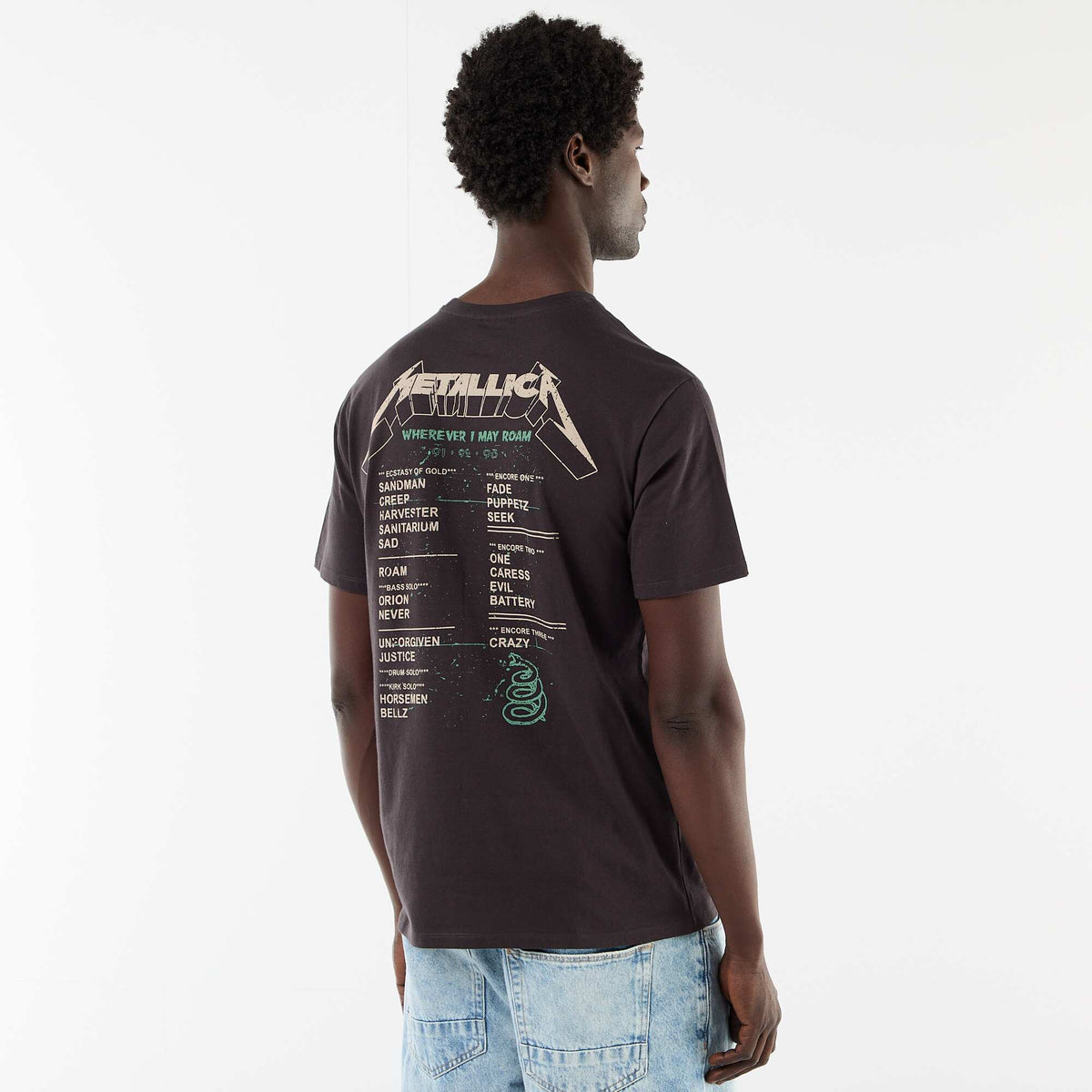 T-shirt à manches courtes 'Metallica' NOIR