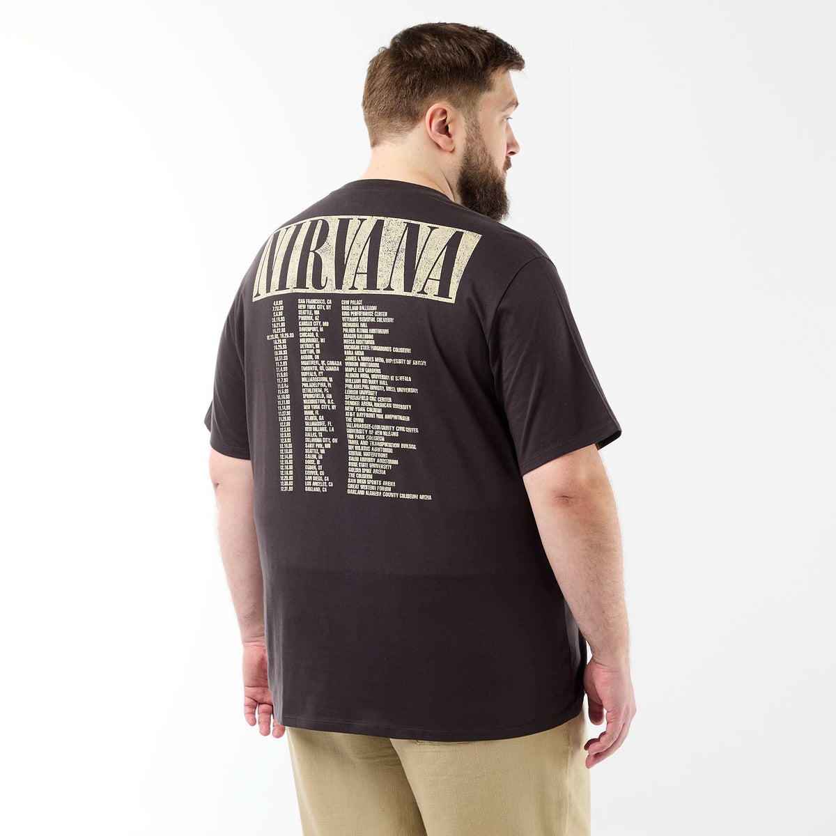 Tee-shirt 'Nirvana' à manches courtes imprimé recto/verso NOIR