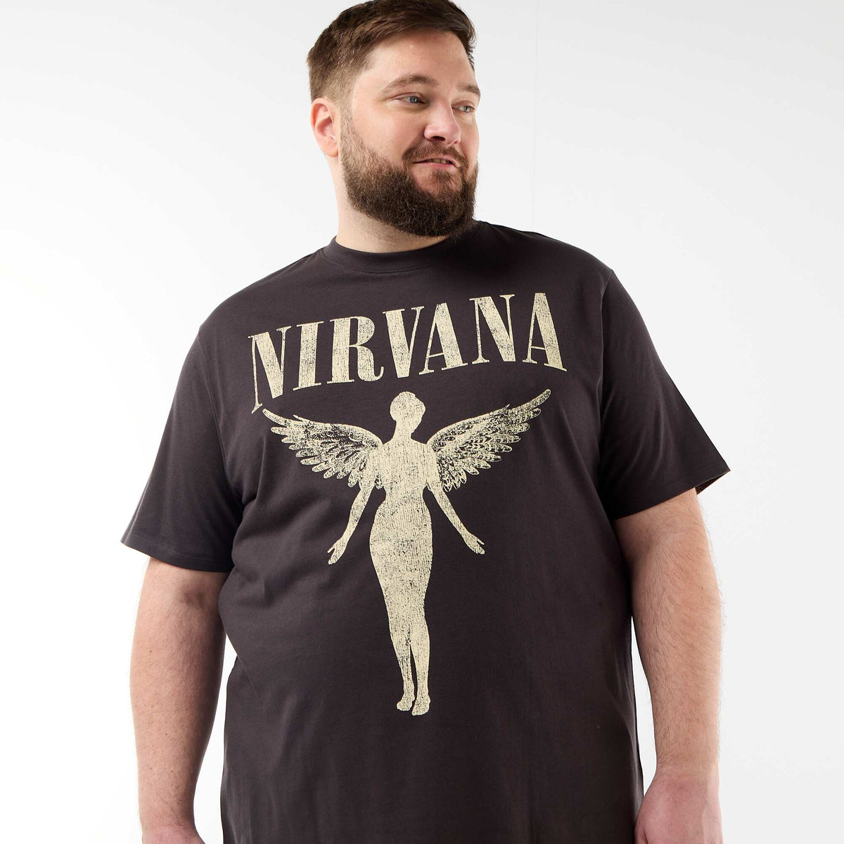 Tee-shirt 'Nirvana' à manches courtes imprimé recto/verso NOIR