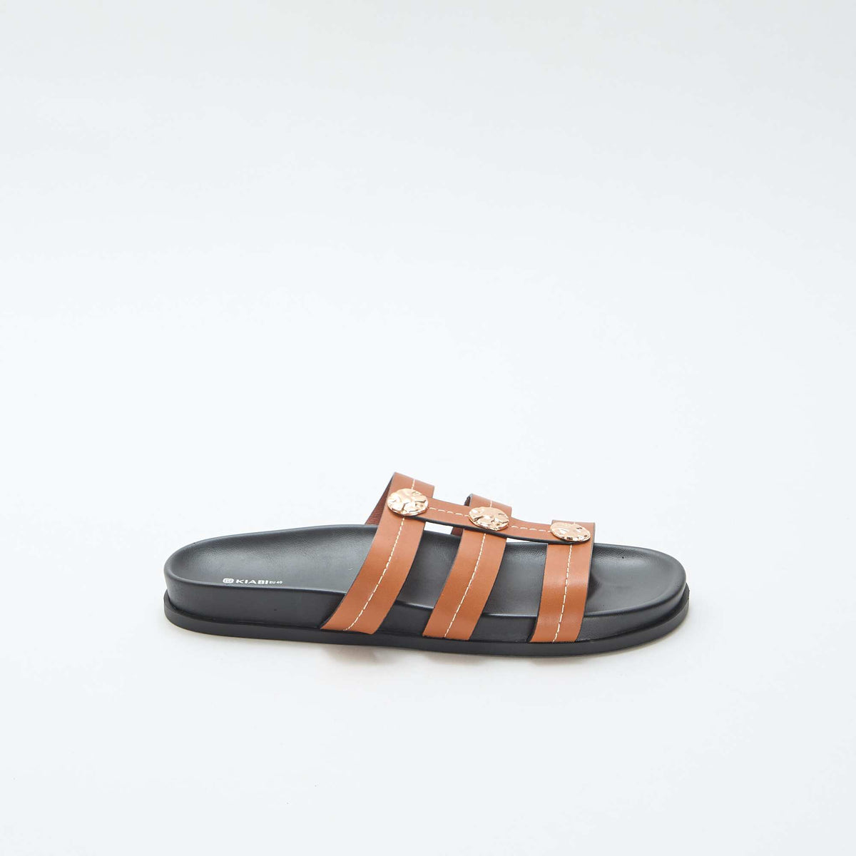 Mules avec boutons dorés fantaisies MARRON
