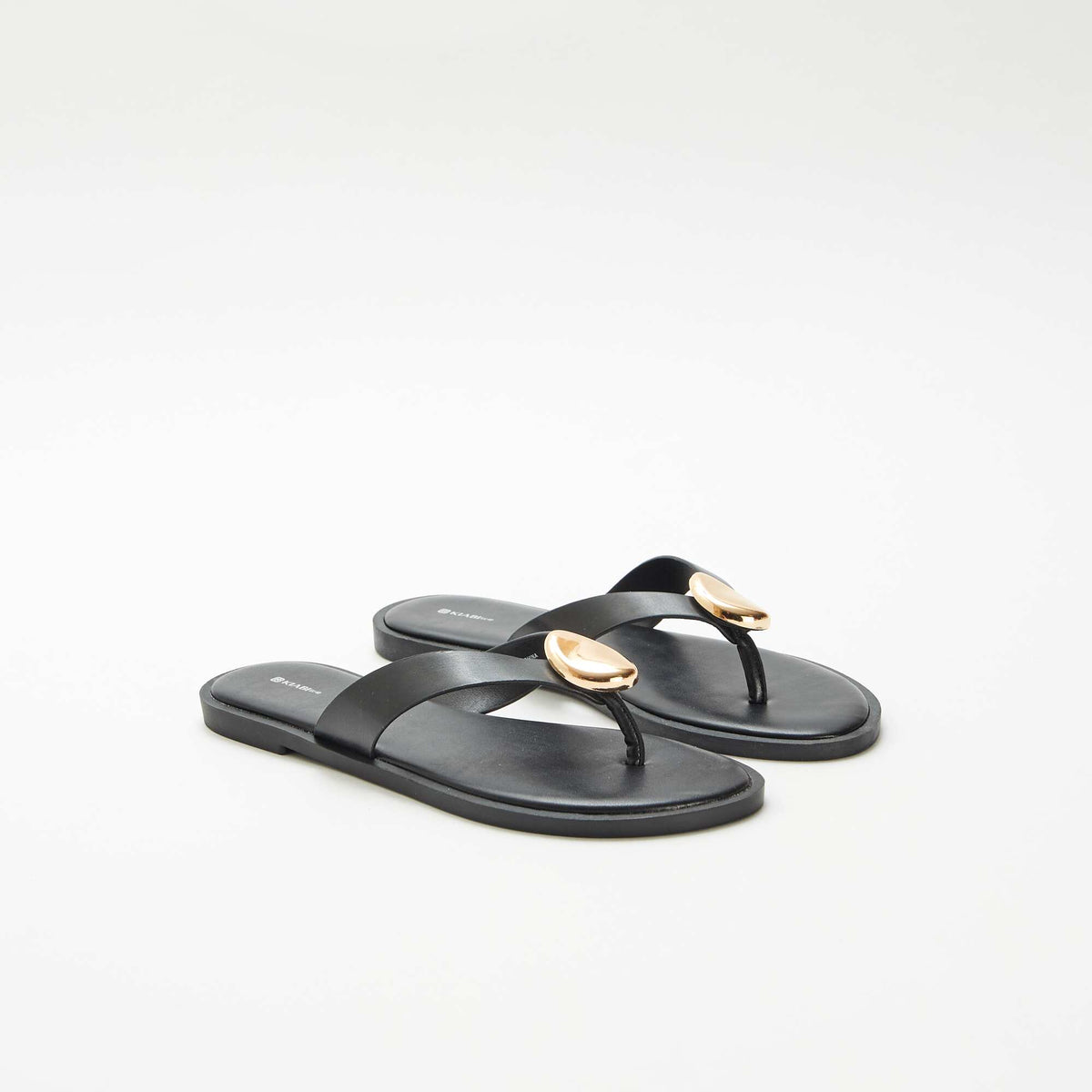 Tongs avec détail bijou métallique NOIR