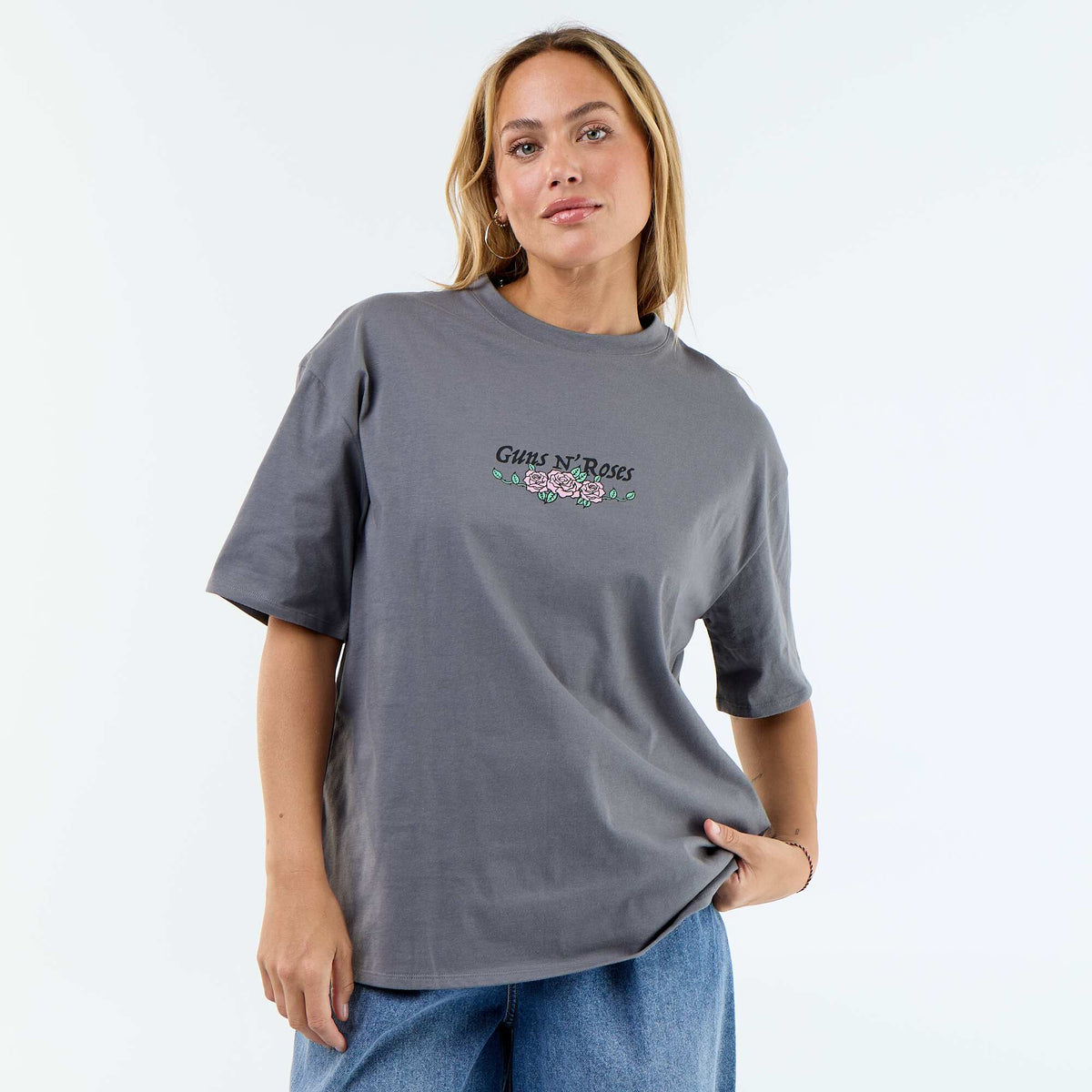 Tee-shirt 'Guns N'Roses' à manches courtes imprimé recto/verso GRIS