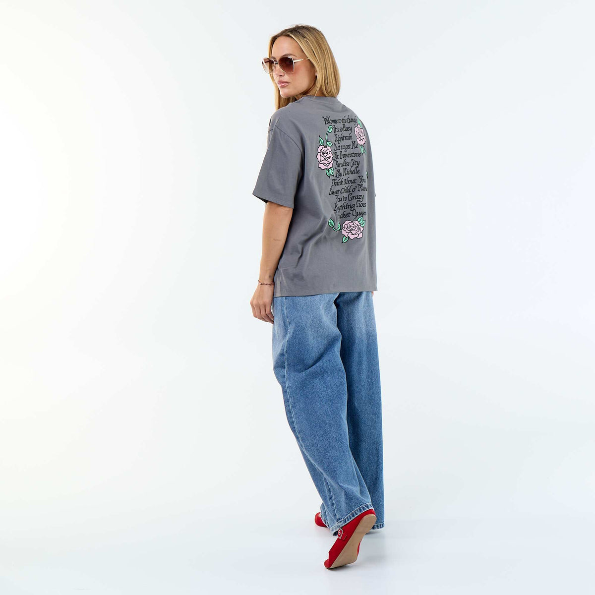 Tee-shirt 'Guns N'Roses' à manches courtes imprimé recto/verso GRIS