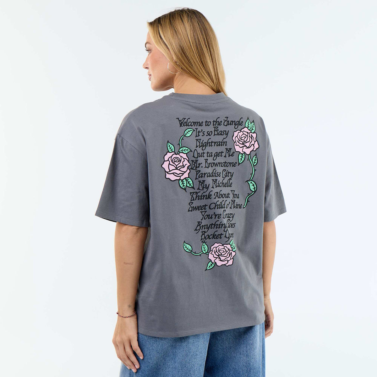 Tee-shirt 'Guns N'Roses' à manches courtes imprimé recto/verso GRIS