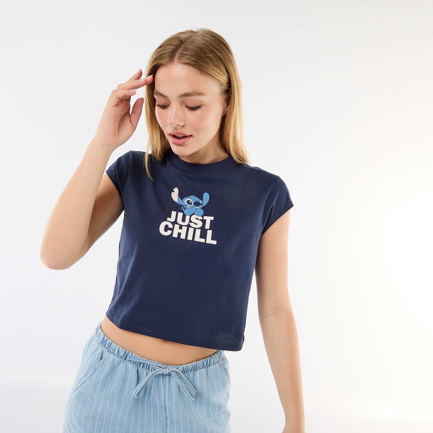 Tee-shirt 'Stitch' cropped 'Disney' BLEU