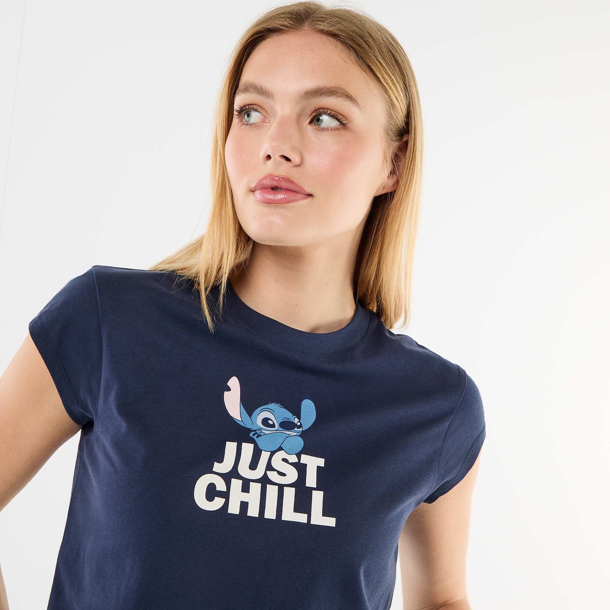 Tee-shirt 'Stitch' cropped 'Disney' BLEU