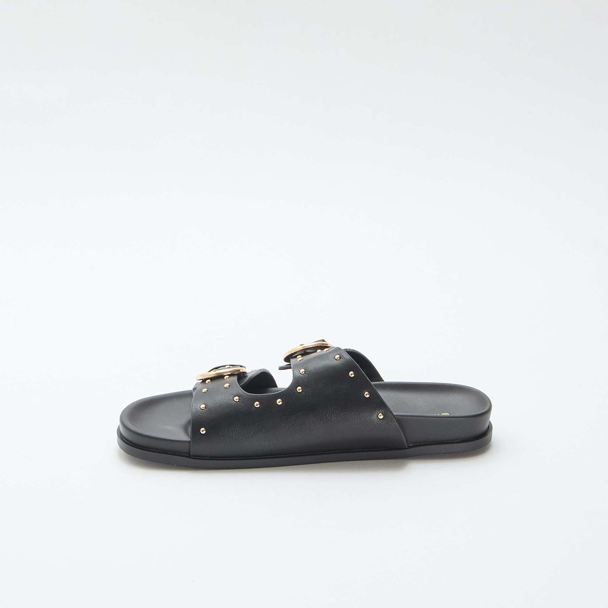 Mules avec brides à boucle dorée NOIR